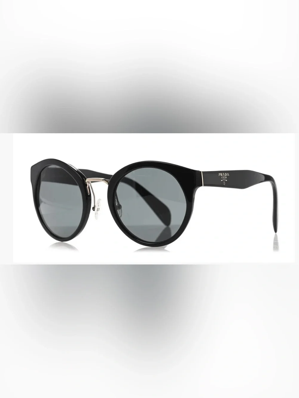 Prada Oversize Round Black Cat Eye Sunglasses (Authentic)